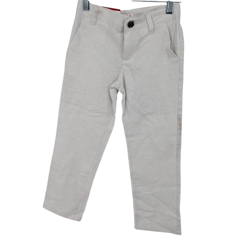 Cat & Jack Chino Pants Boys 4 Beige Linen Blend Adjustable Waist